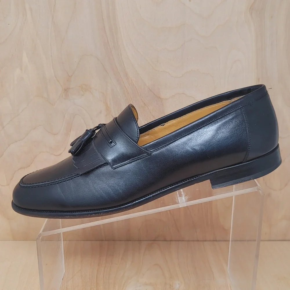 Mezlan Mens Loafers Size 11.5 M Black Leather Tassel Kiltie Dress Shoes Romano